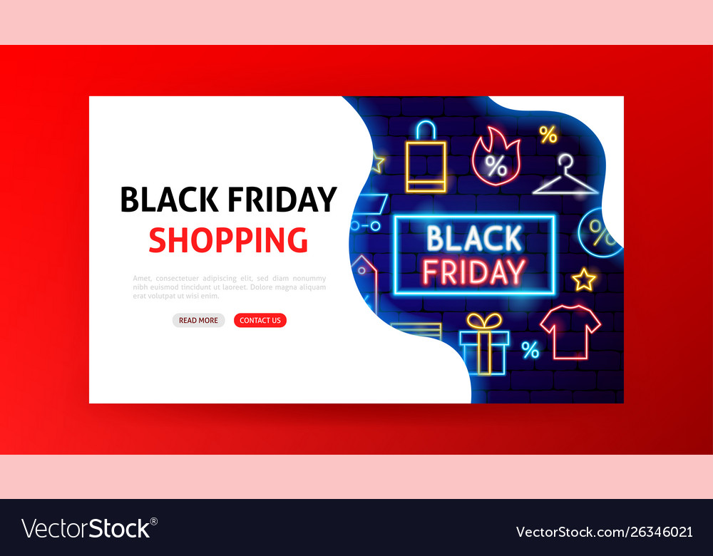 Black friday shopping neon landing page