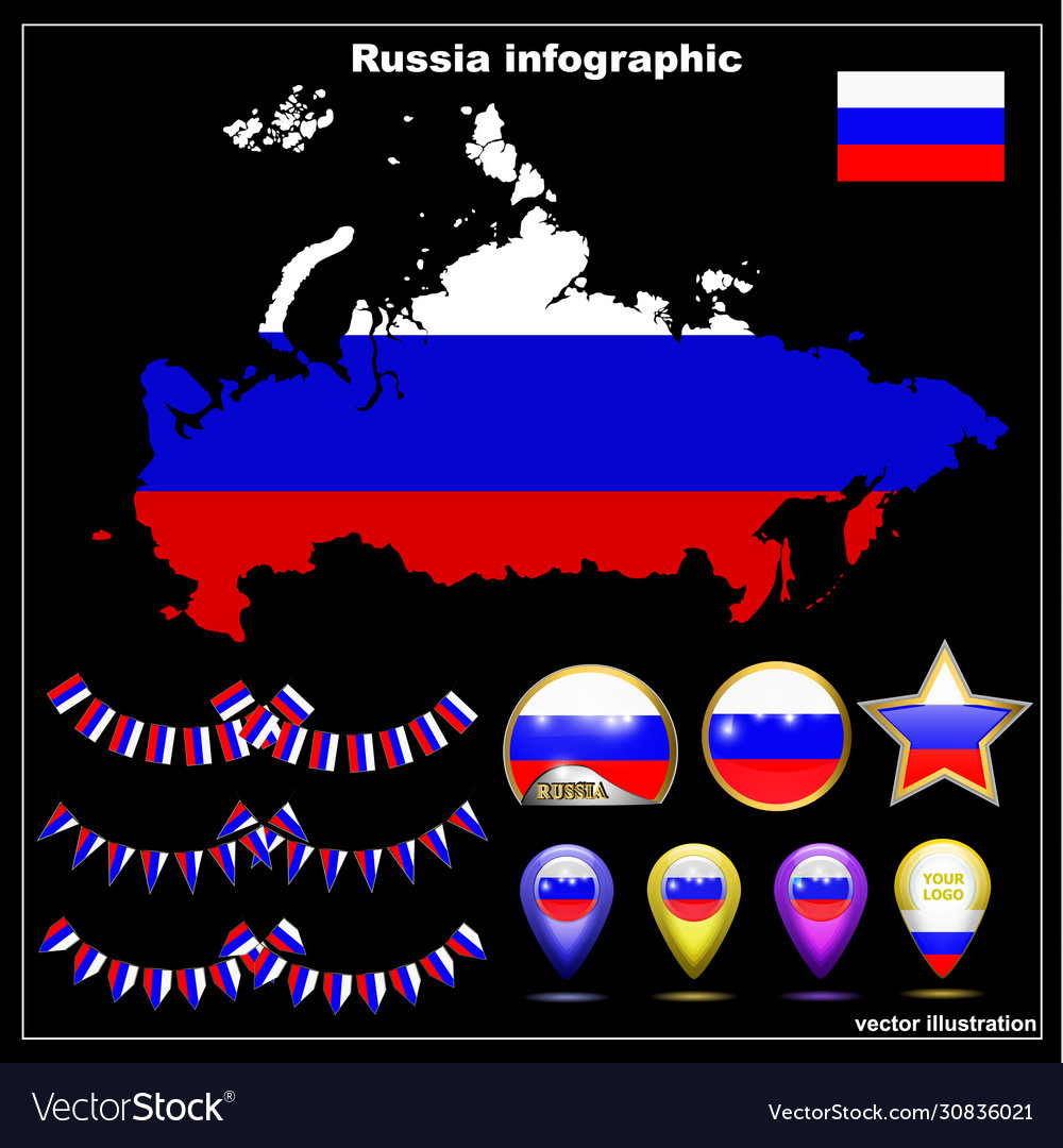 Bright map russia set