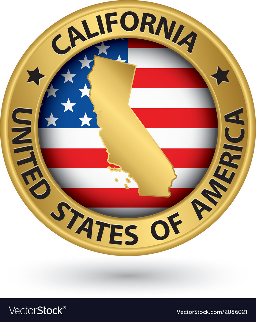 California State Gold Label With Map Vector Image California State Gold Label With Map Vector Image
