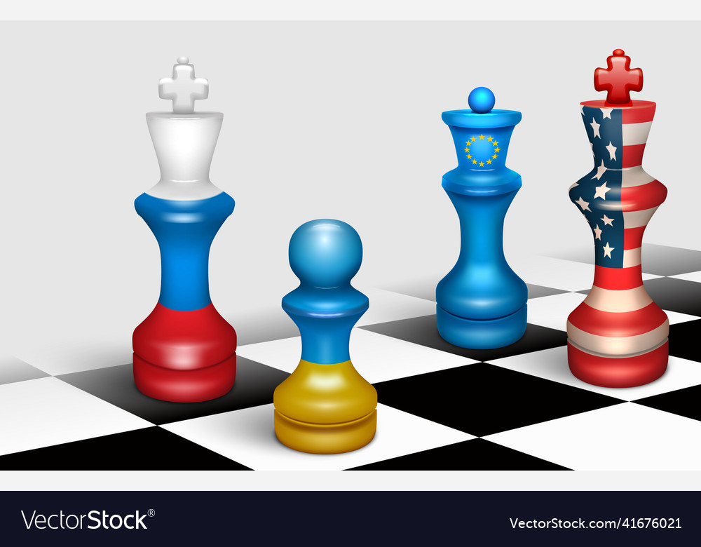 isometric vector image on a blue background, chess pieces and their names,  school of chess Stock Vector