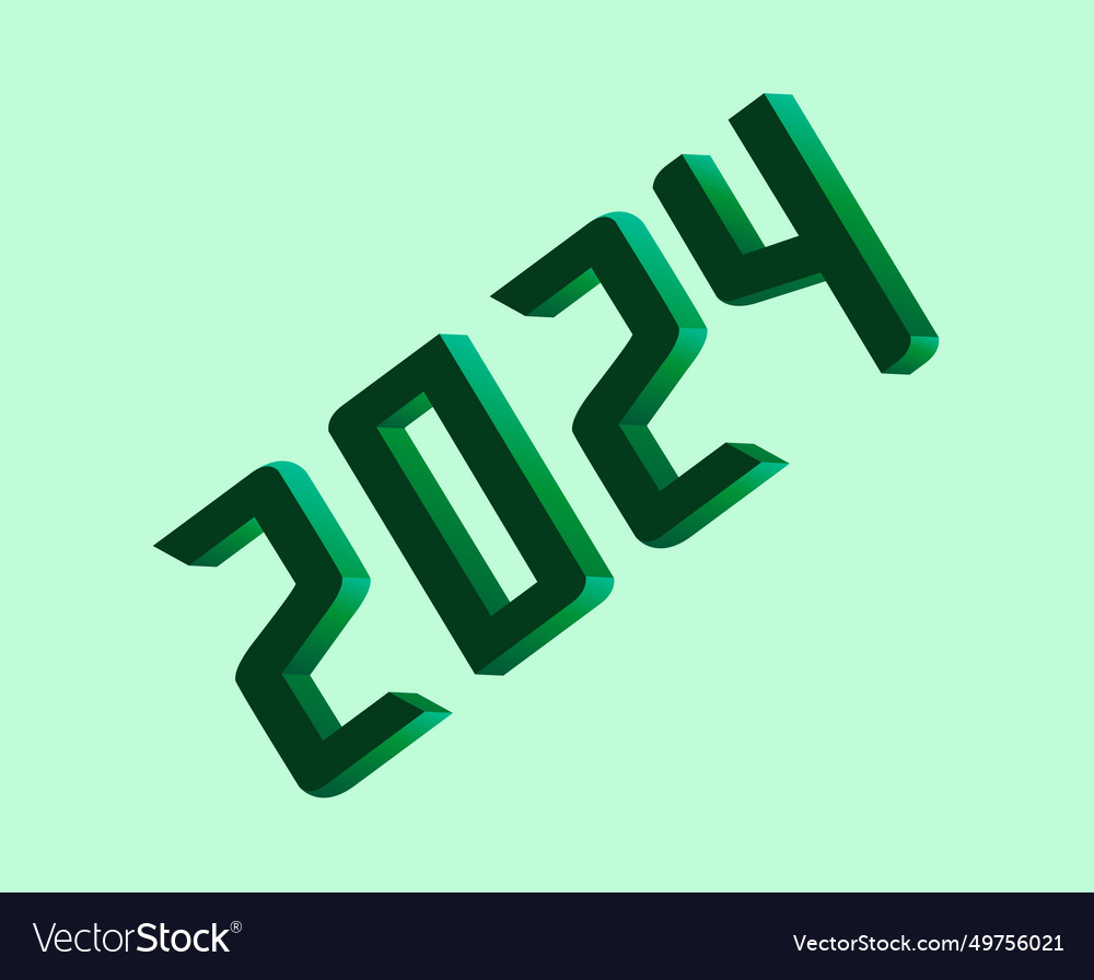 Happy New Year 2024 Abstract Green Graphic Design Vector Image