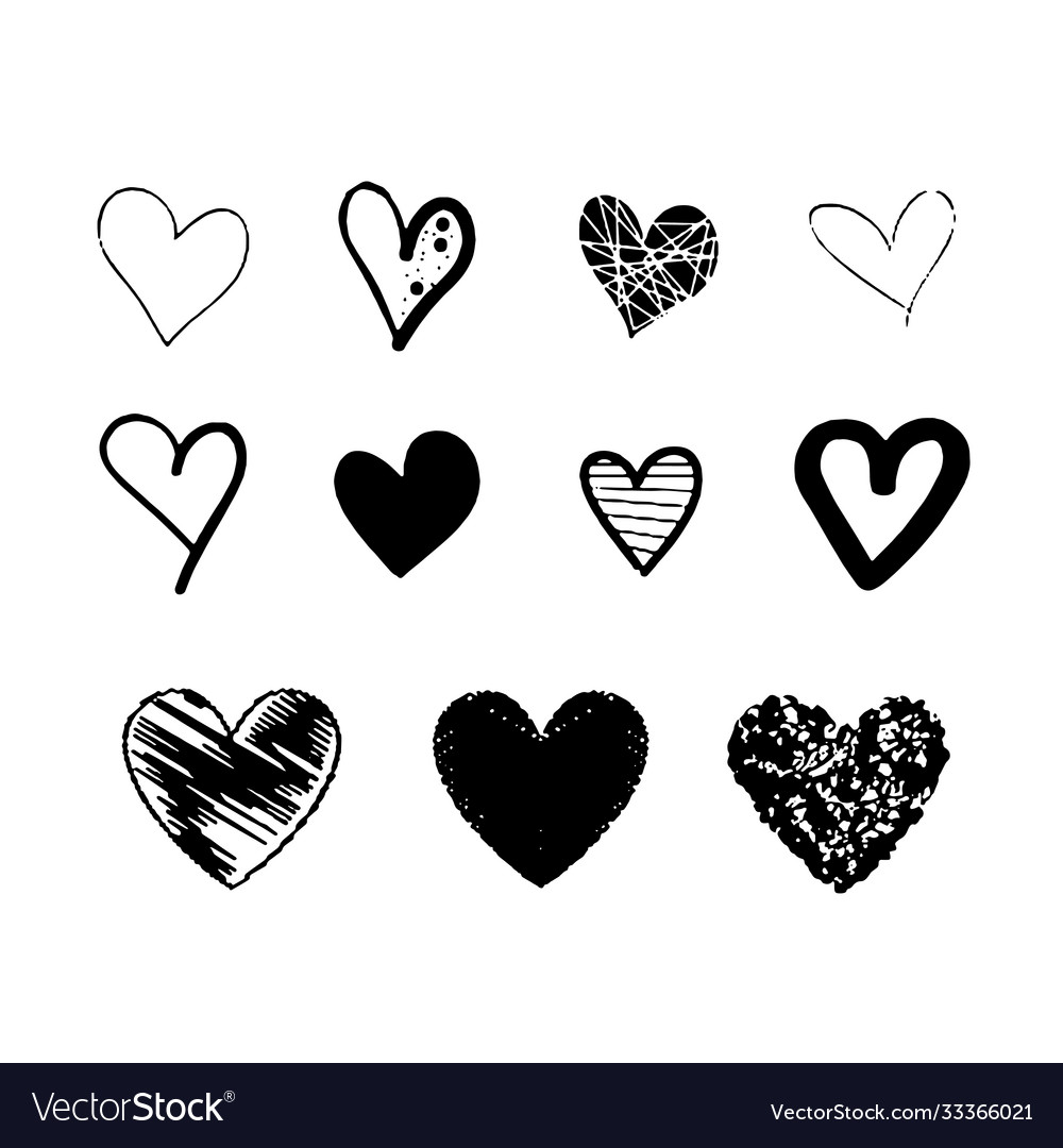 Hearts set different style and shape vector image Hearts set different style and shape