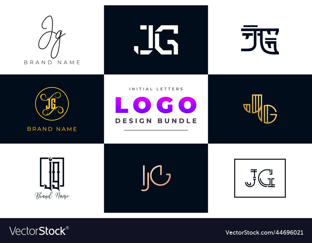 Initial letters jg logo design bundle Royalty Free Vector