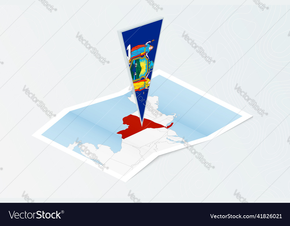 Isometric paper map of new york with triangular