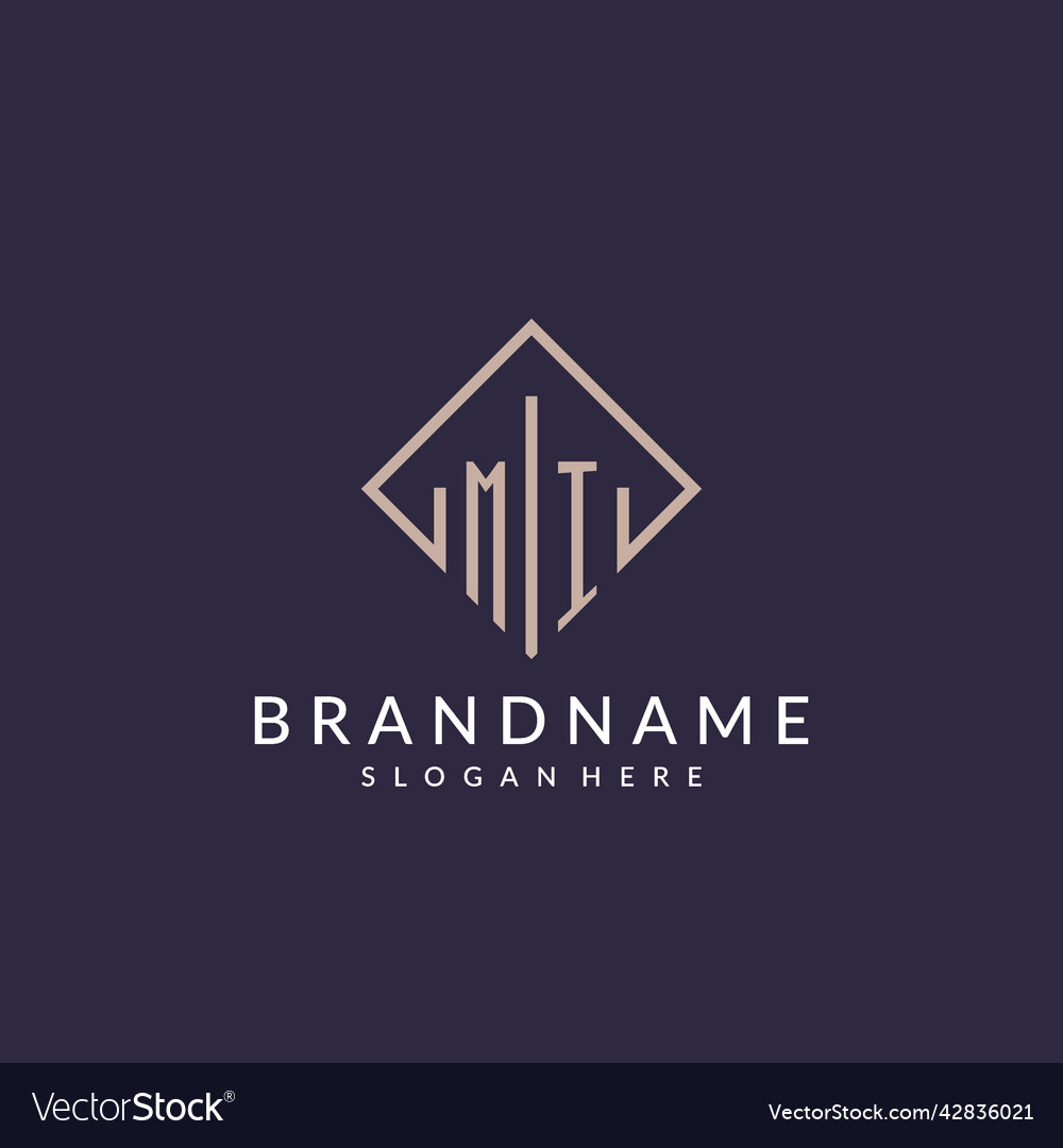 Mi initial monogram logo with rectangle style Vector Image Mi initial monogram logo with rectangle style