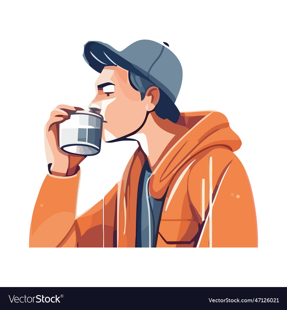 one-person-drinking-hot-coffee-in-winter-vector-image