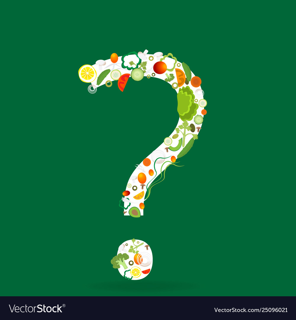Question mark with vegetables pattern for web vector image Question mark with vegetables pattern for web