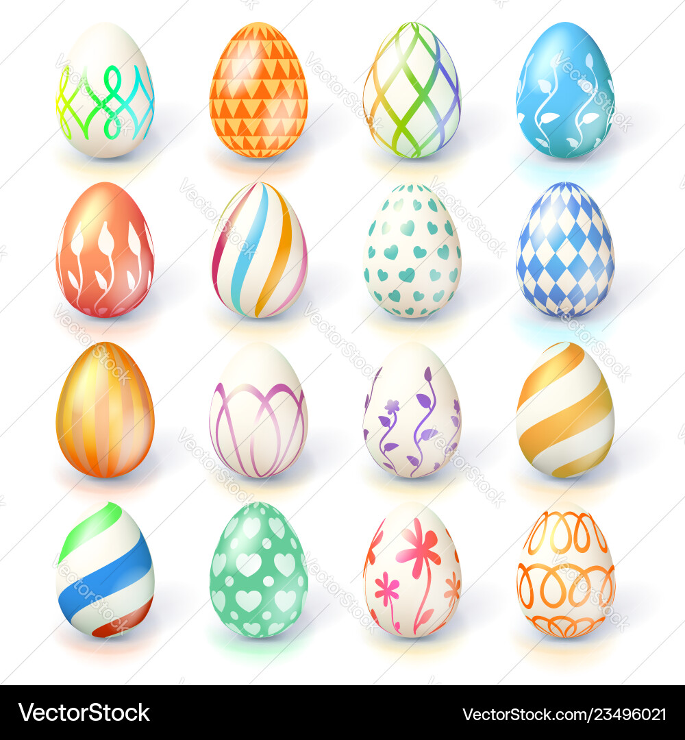Set easter eggs isolated on white background Vector Image
