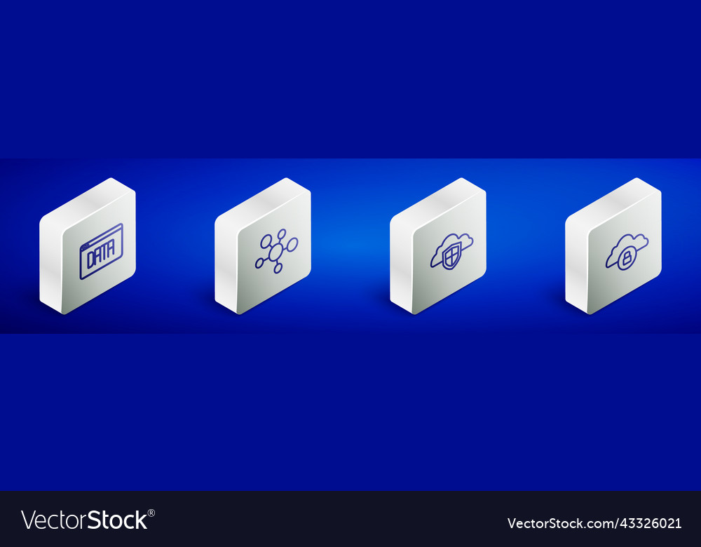Set isometric line data analysis mind map vector image Set isometric line data analysis mind map