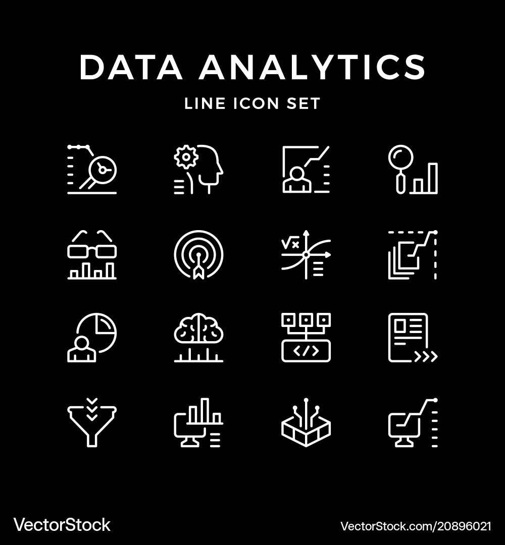 Set line icons data analytics Royalty Free Vector Image