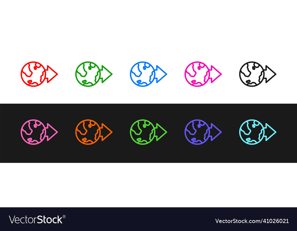 Set line location on the globe icon isolated vector image Set line location on the globe icon isolated