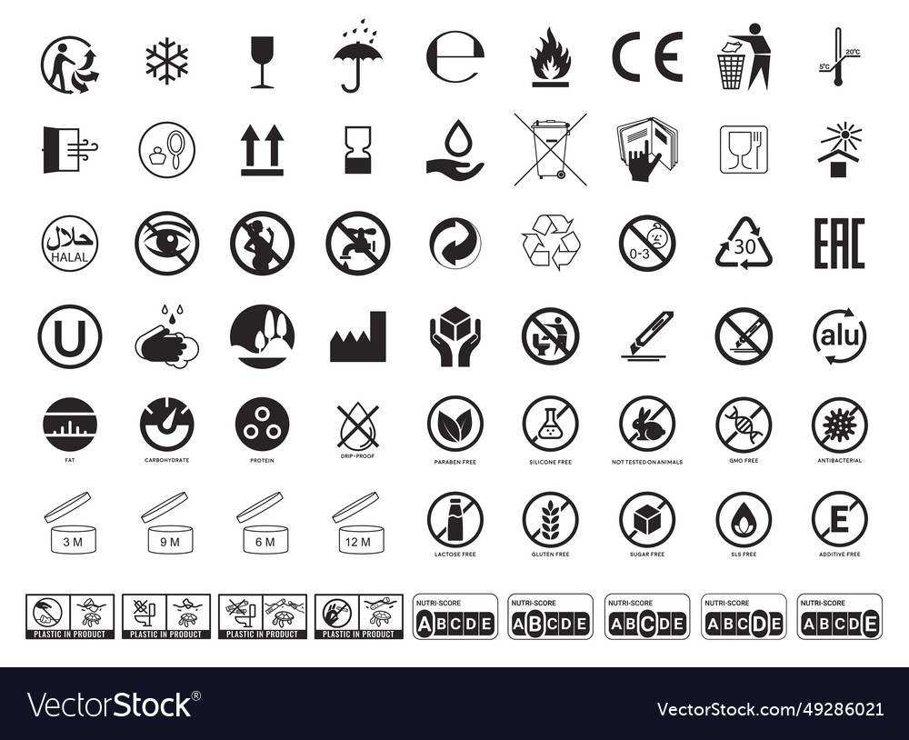 Set of packaging symbols handbook Royalty Free Vector Image