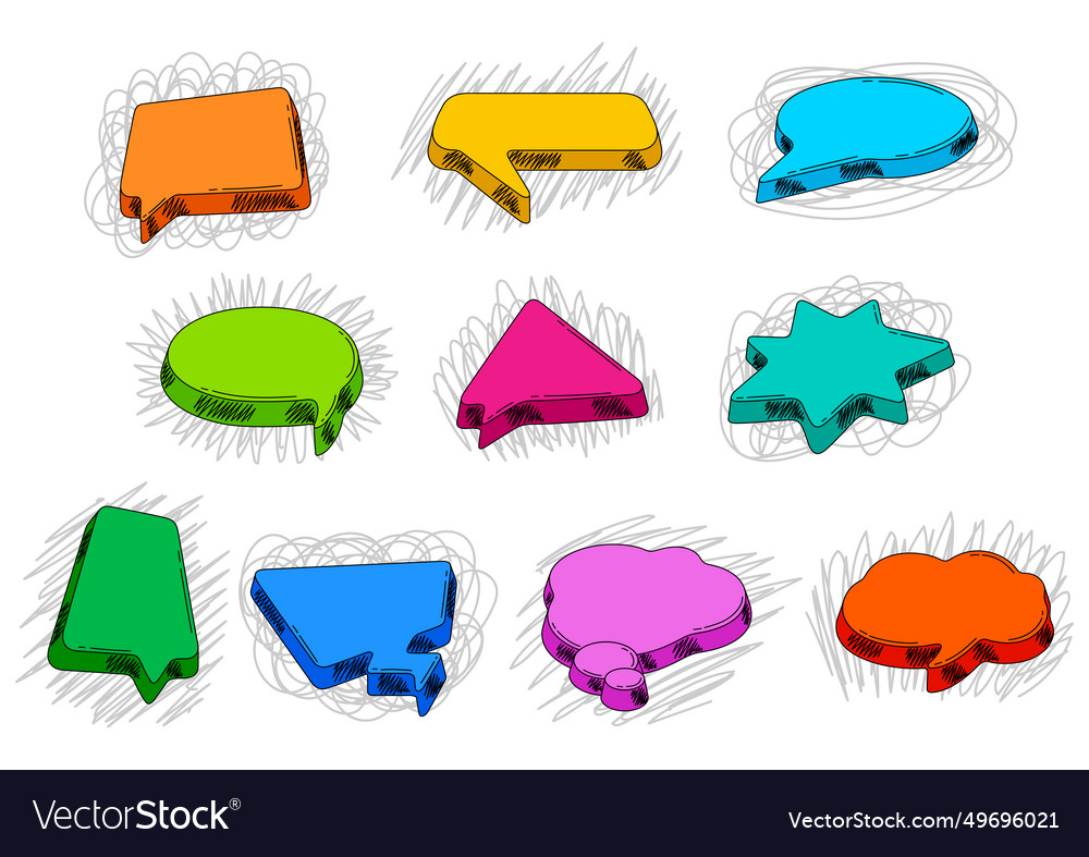 Sketch speech bubble set images for design vector image Sketch speech bubble set images for design