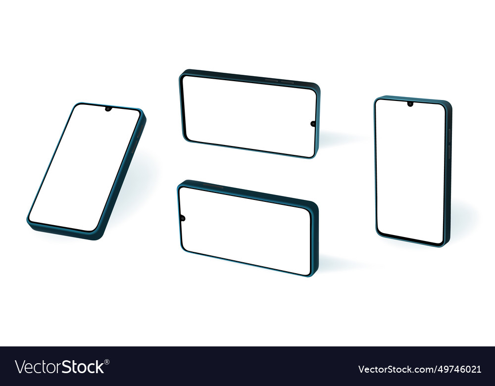 Smart phone android device mockup 3d vertical vector image Smart phone android device mockup 3d vertical