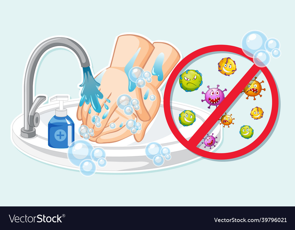 Thumbnail design with washing hands by water tap