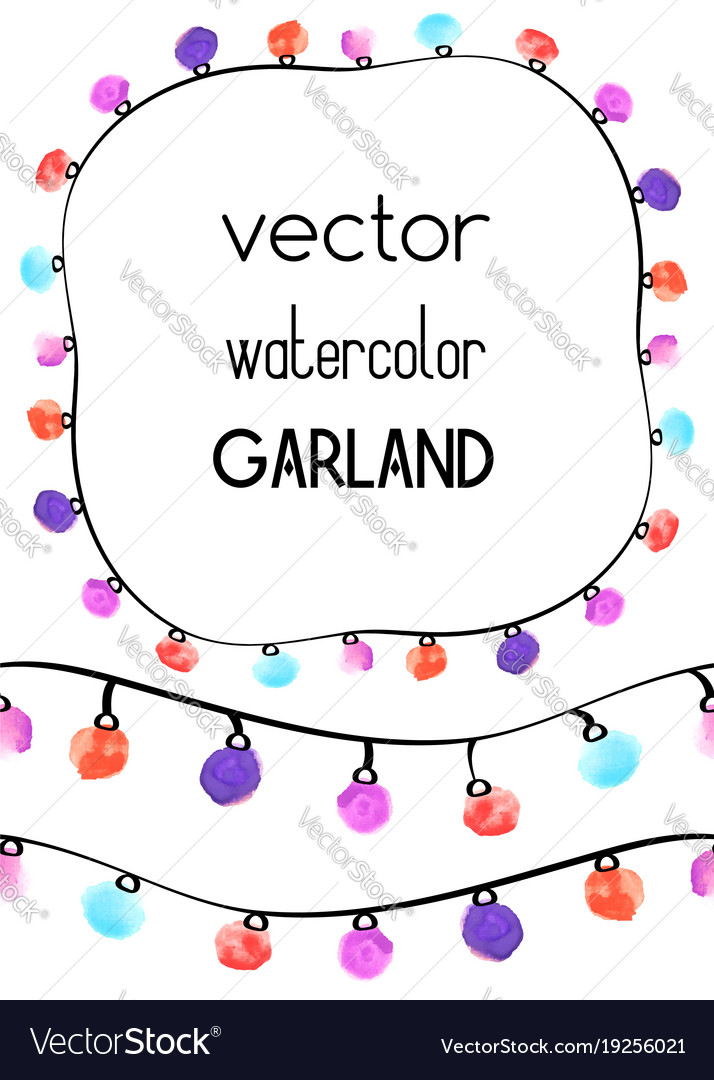 Two seamless borders with watercolor garland