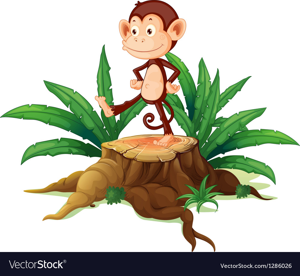 A monkey above trunk Royalty Free Vector Image A monkey above trunk Royalty Free Vector Image