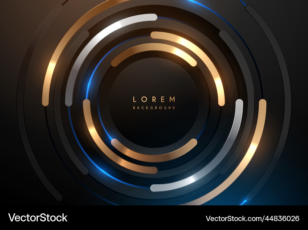Abstract black gold and silver circle rings Vector Image