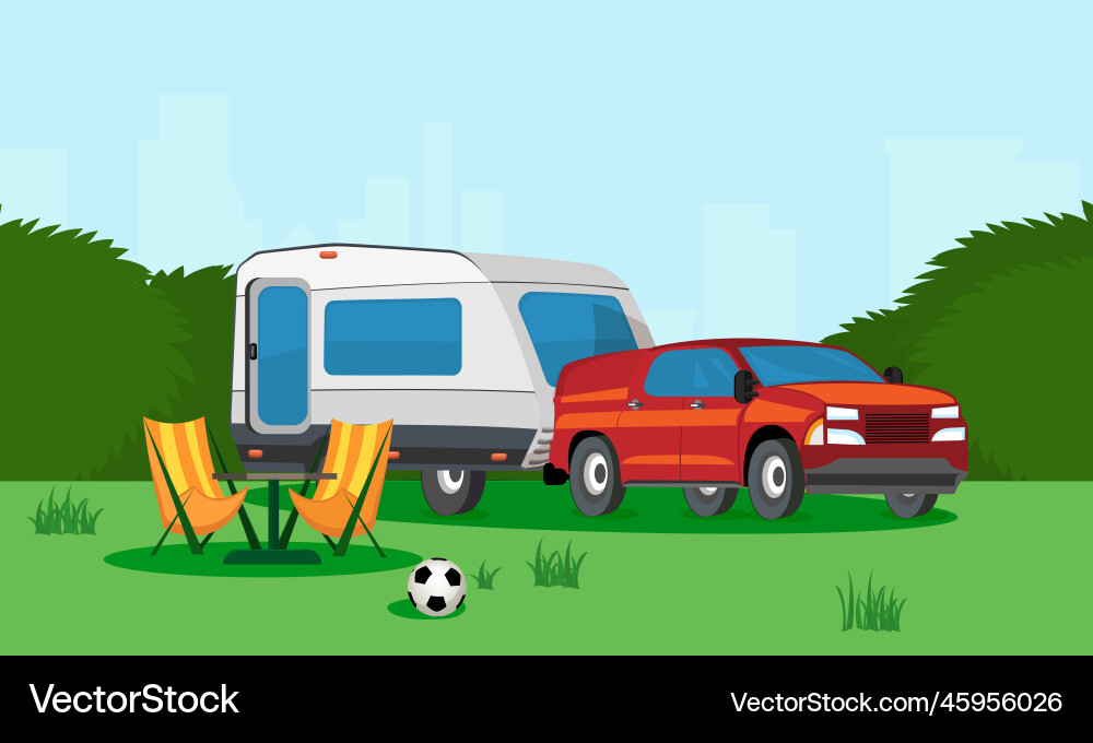 Camping vacation flat composition Royalty Free Vector Image