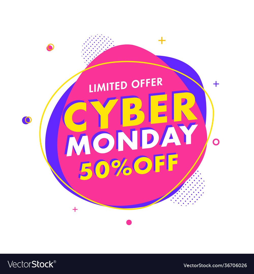 Cyber monday sale poster design with 50 discount