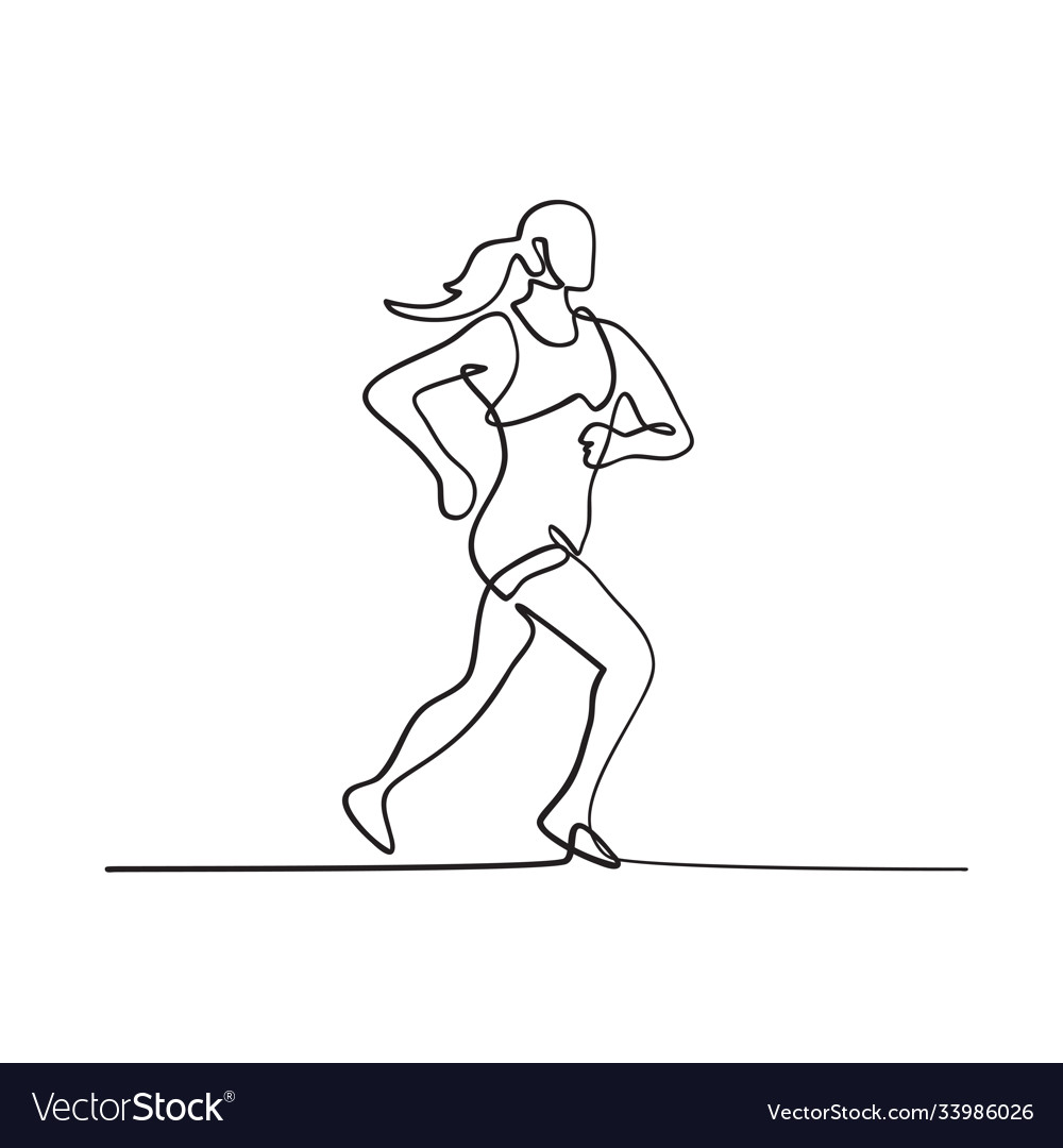 Female Marathon Runner Running Side View Vector Image