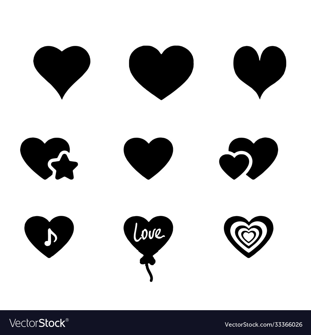 Hearts set different style and shape vector image Hearts set different style and shape
