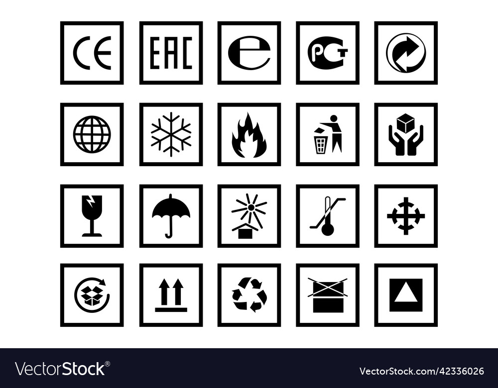 Icons for packaging set symbols product