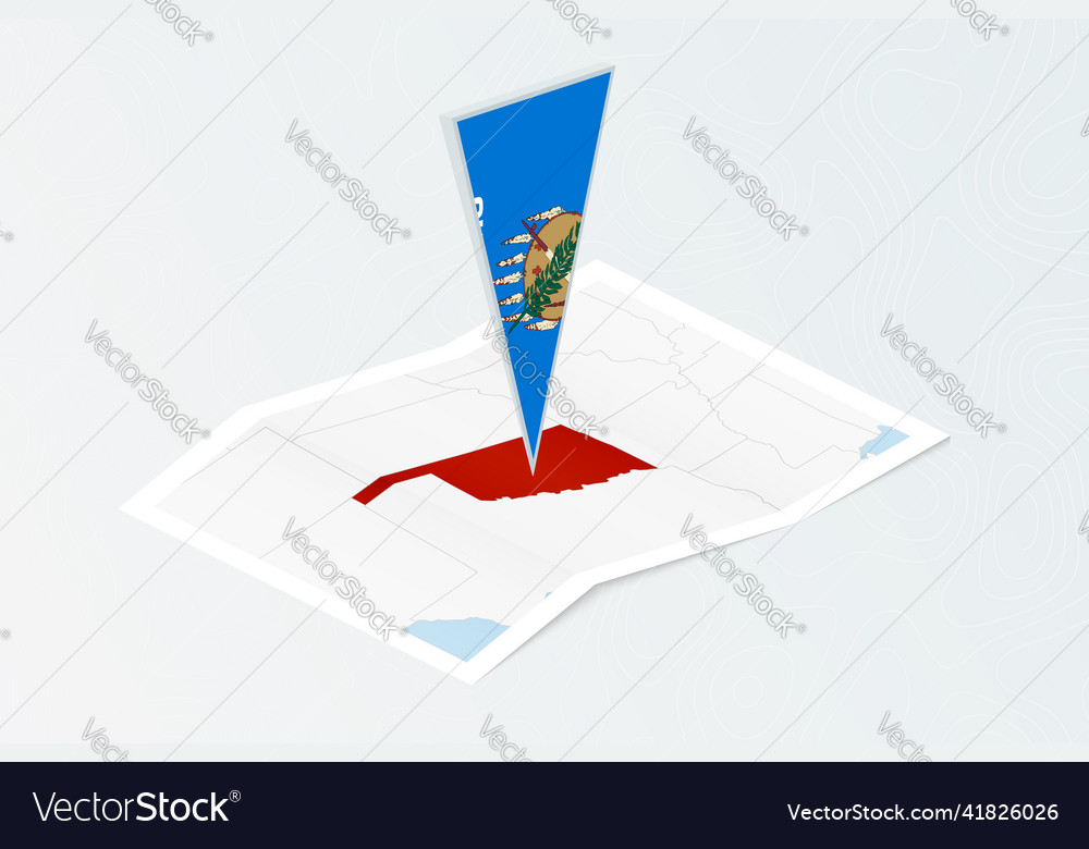 Isometric paper map of oklahoma with triangular