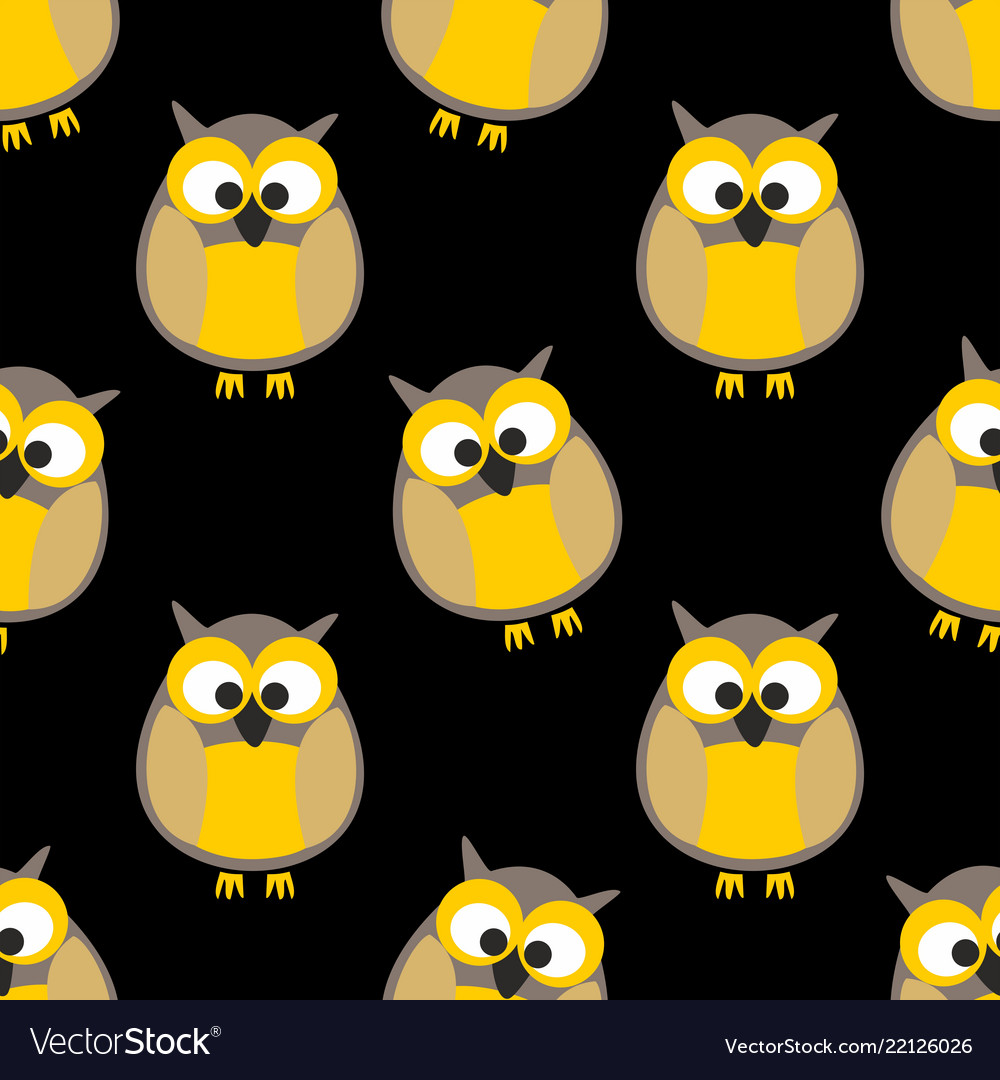 Owl Tile Pattern - Black Background