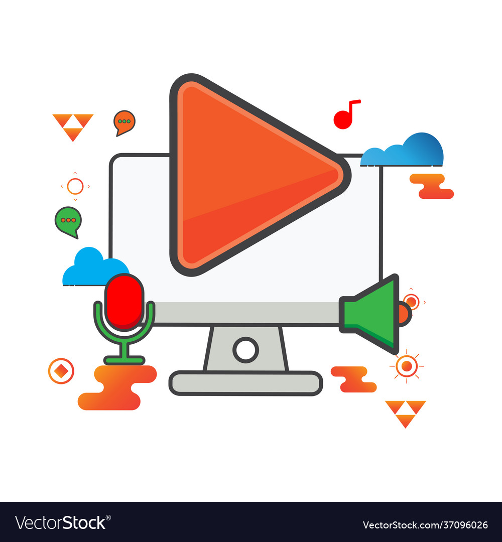 Play button computer flat icon can use vector image Play button computer flat icon can use