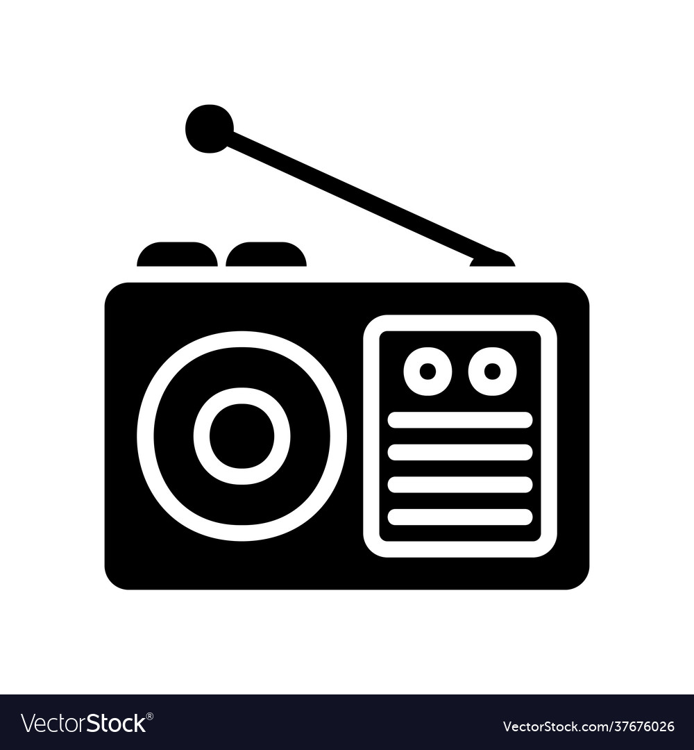 Radio icon in solid style about multimedia Vector Image