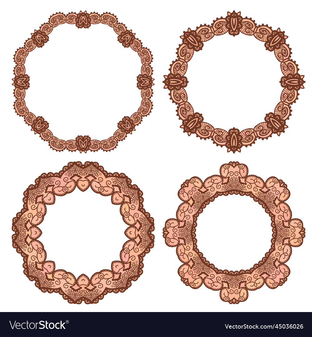 Round frame circular ornament design element set