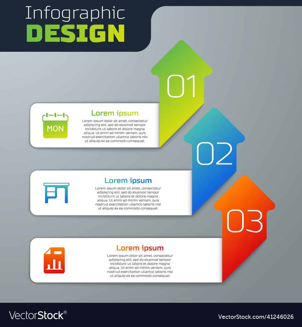 Set calendar office desk and document with graph vector image Set calendar office desk and document with graph