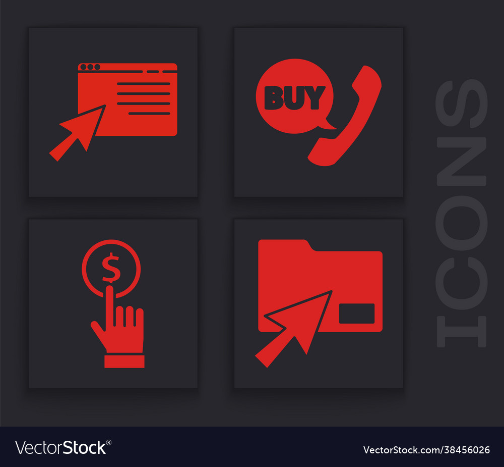 Set cursor click document folder online shopping vector image Set cursor click document folder online shopping
