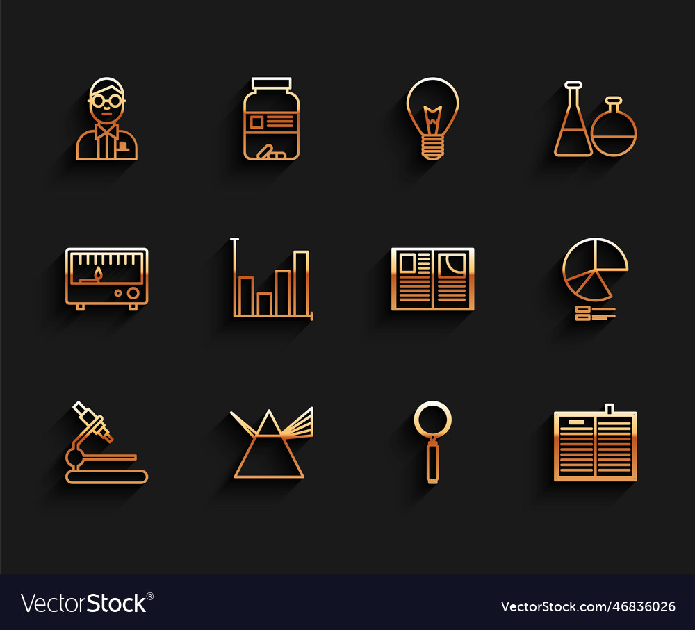 Set line microscope light rays in prism vector image Set line microscope light rays in prism