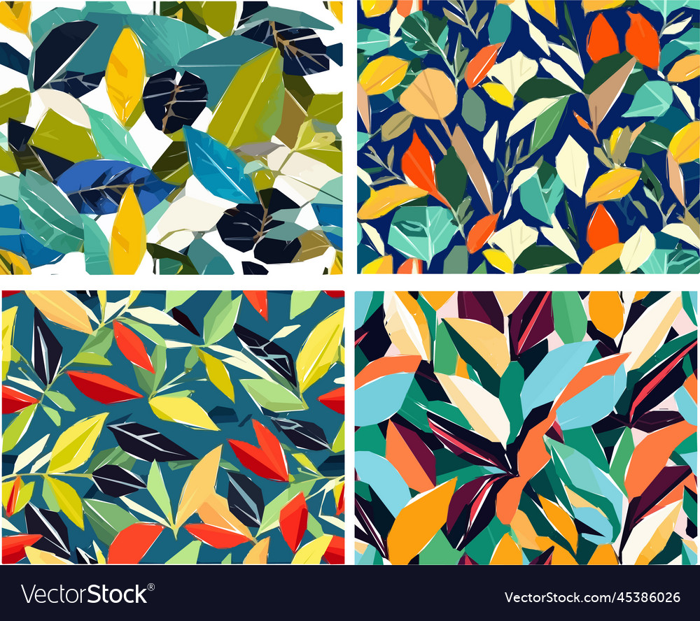 Set of colorful leaf patterns