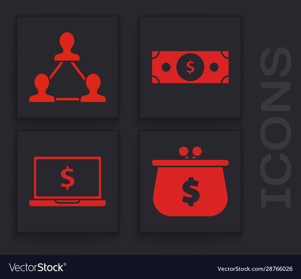 Set wallet with dollar symbol project team base vector image Set wallet with dollar symbol project team base