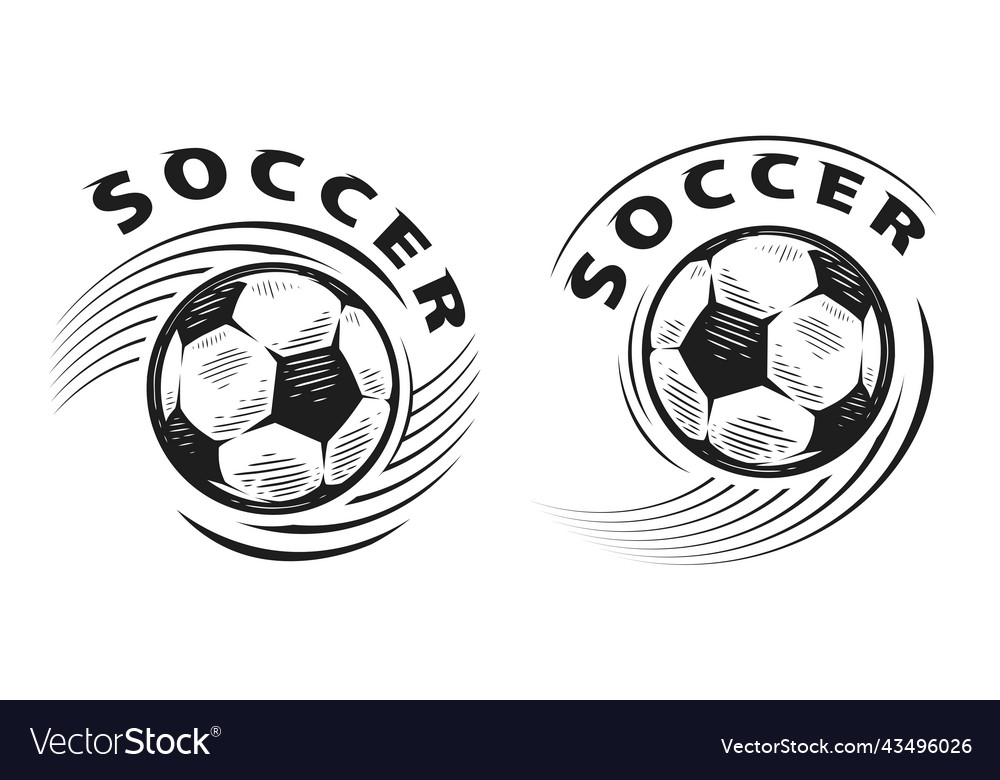 Soccer ball emblem set football and badge vector image Soccer ball emblem set football and badge