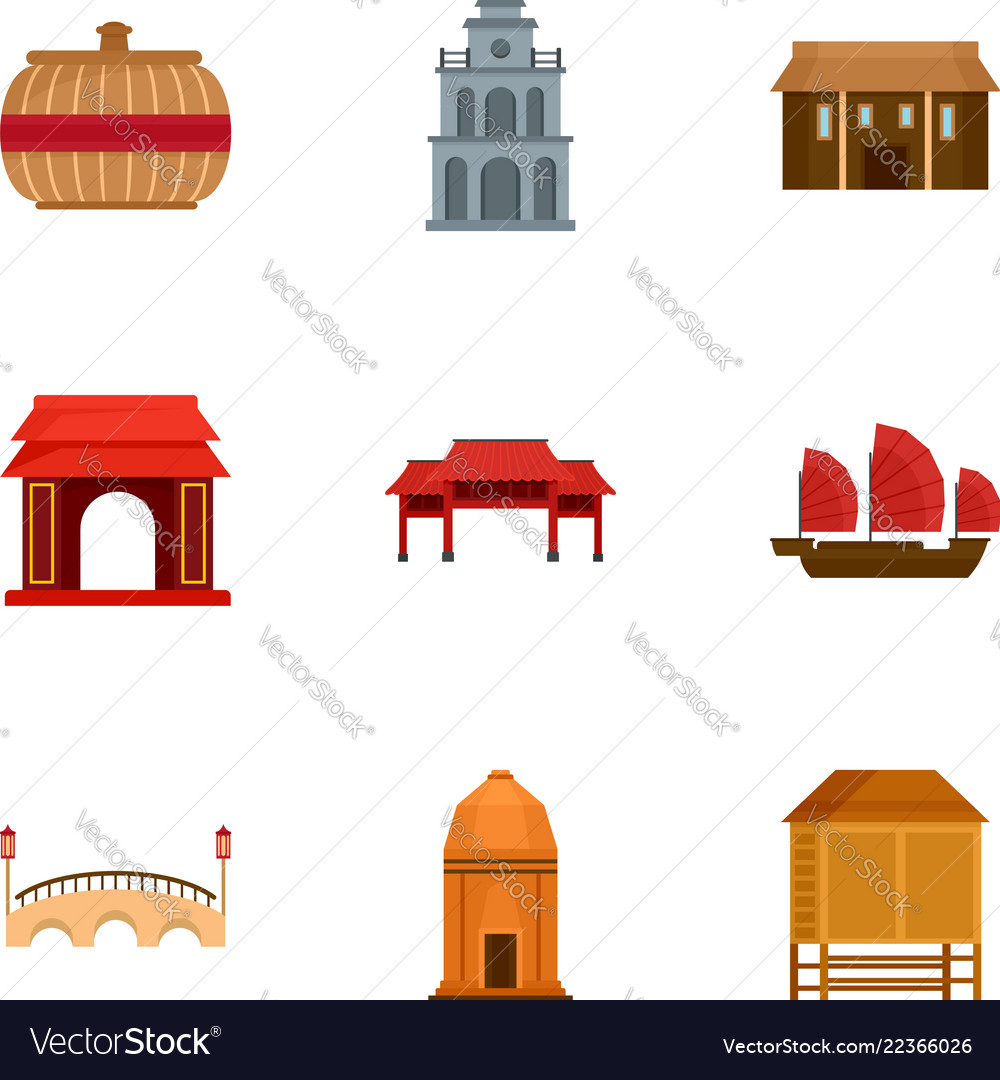 Vietnam icon set flat style Royalty Free Vector Image