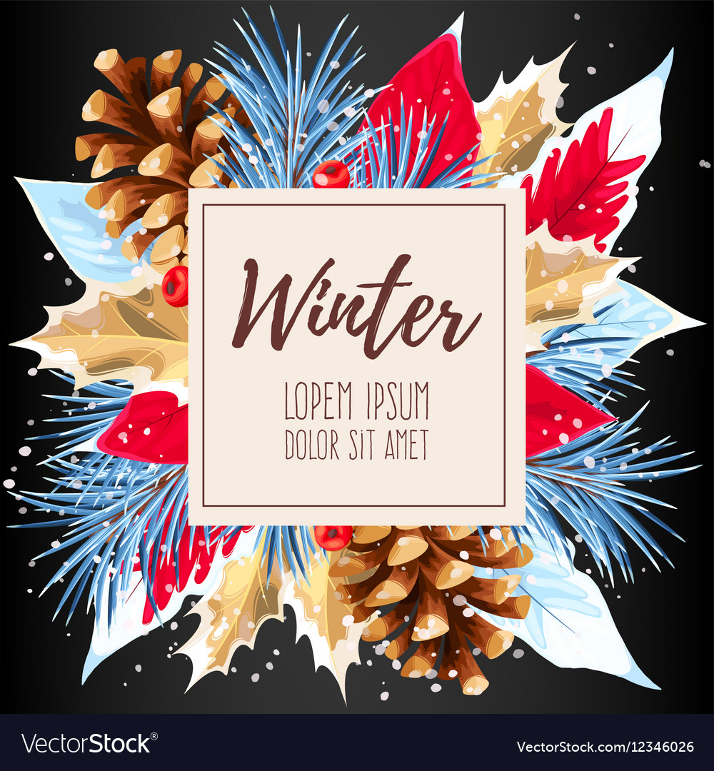 Winter card with poincettia