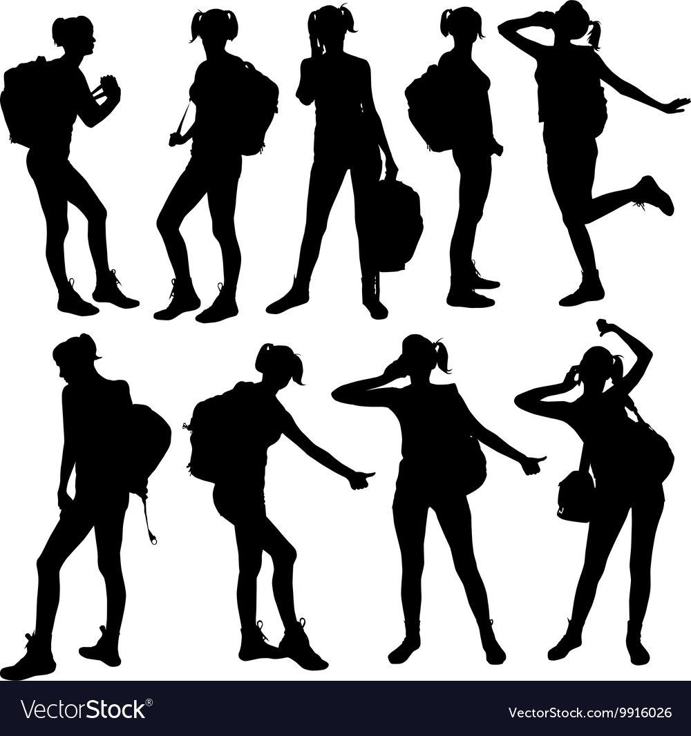 Woman with Backpack Silhouette