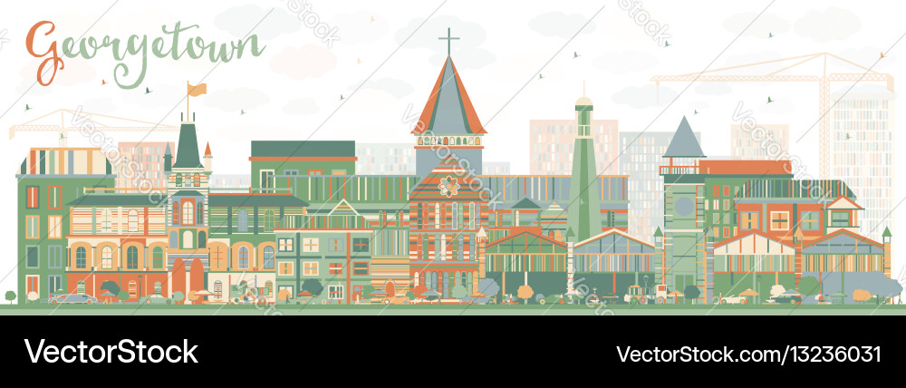 Abstract georgetown skyline with color buildings Vector Image