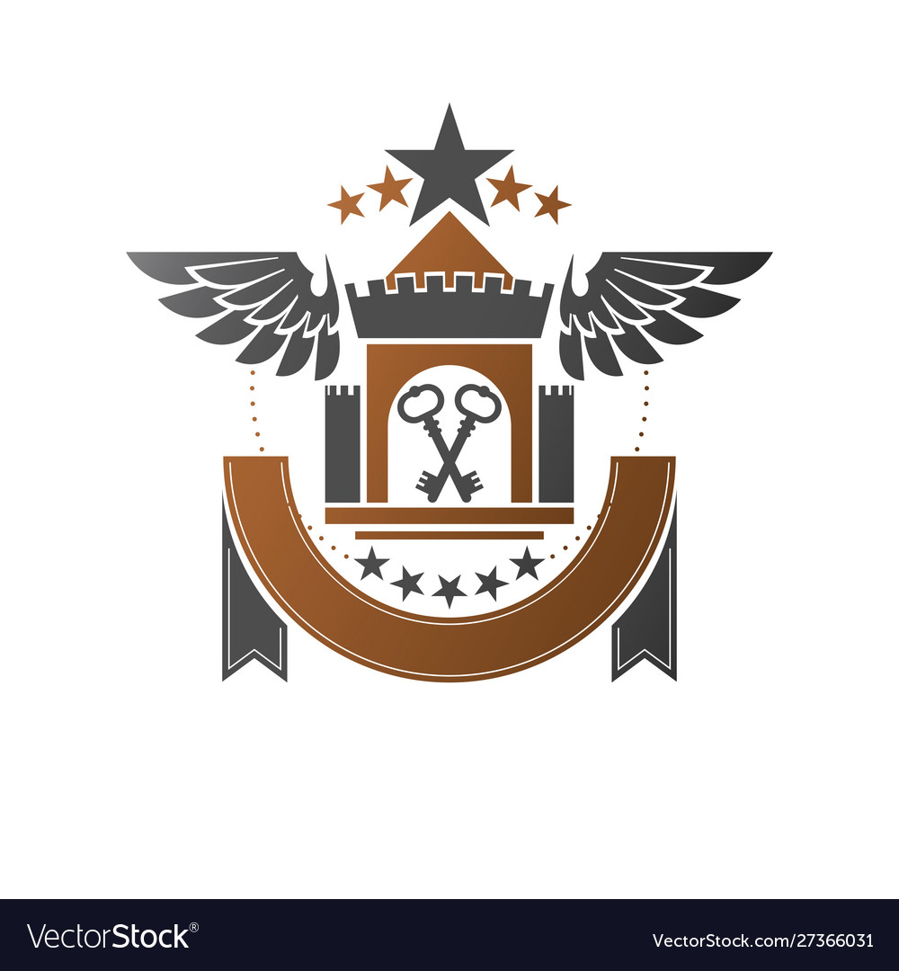 Ancient fort emblem heraldic coat arms Royalty Free Vector