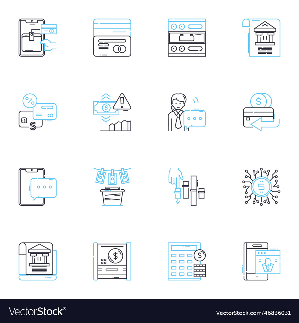 Asset allocation linear icons set diversity risk