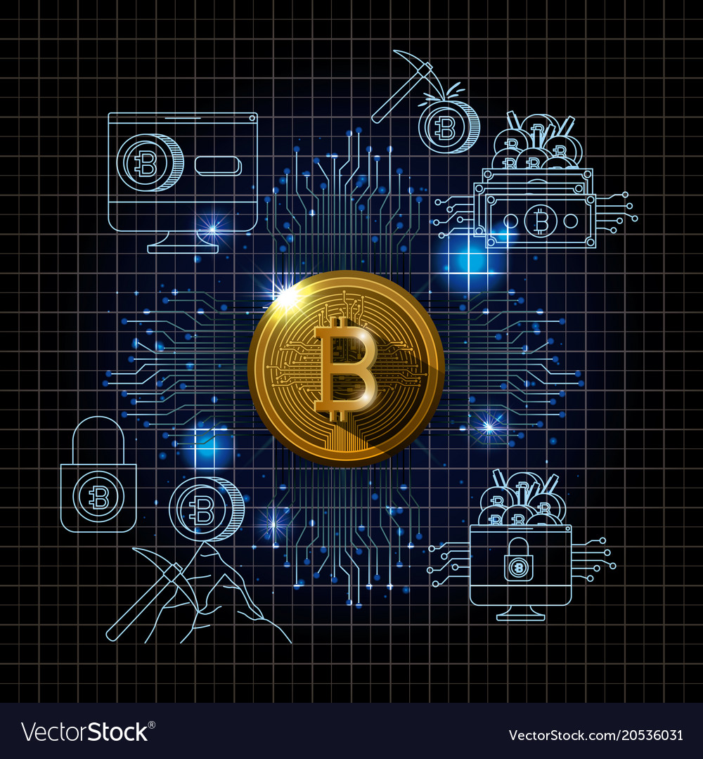Bitcoin mining set icons