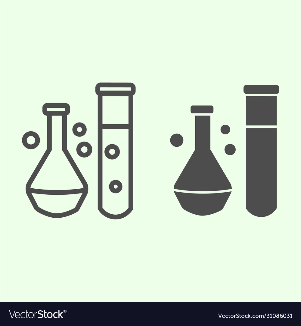 Chemical substance line and solid icon lab flask vector image Chemical substance line and solid icon lab flask