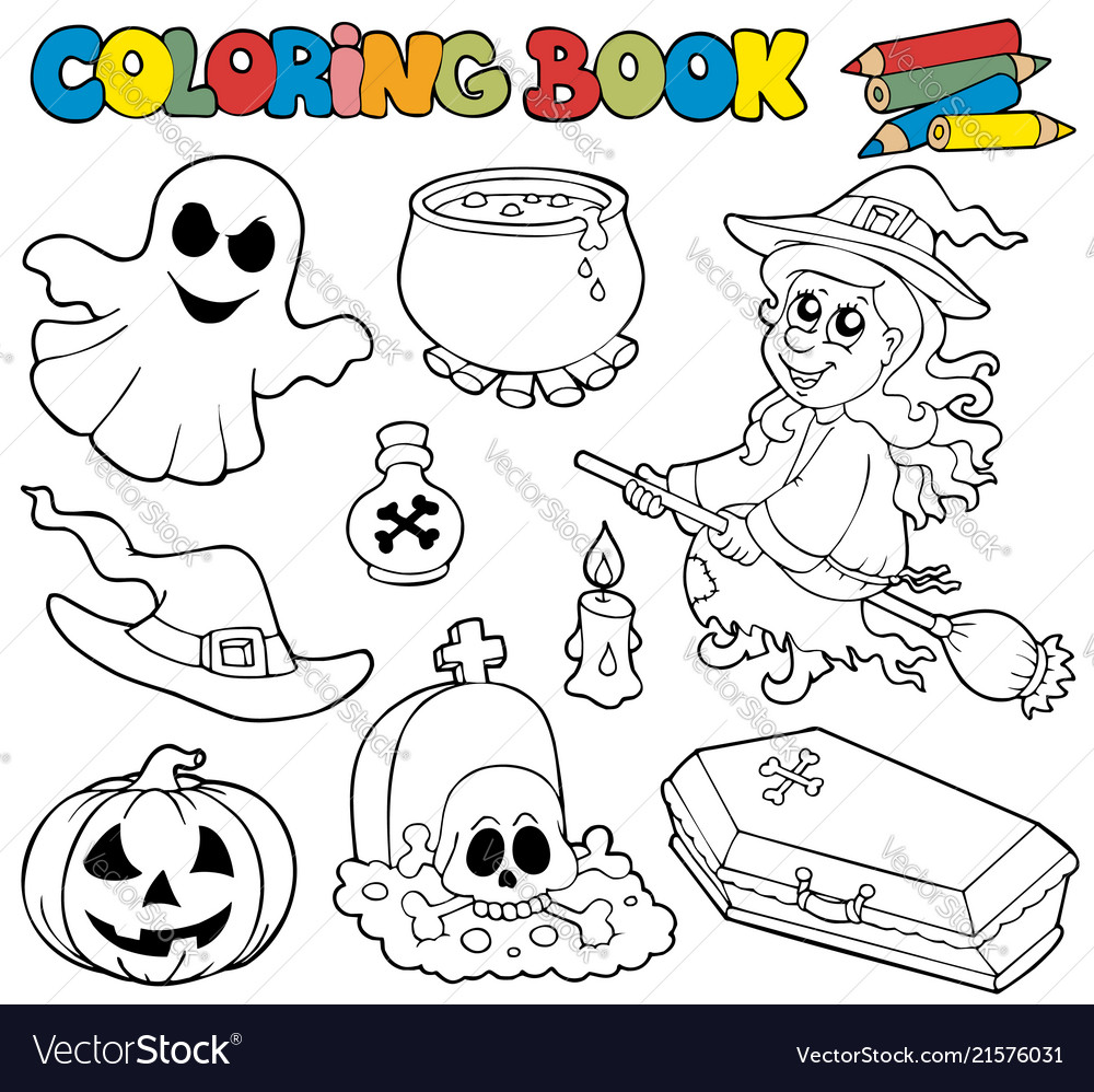 Coloring book with halloween images