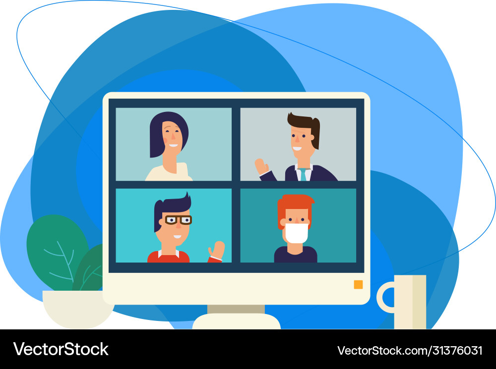 Concept virtual office during coronavirus covid Vector Image