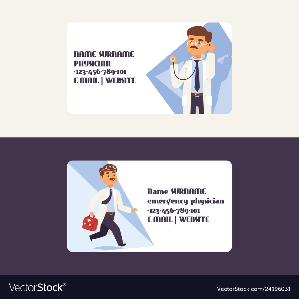 Doctor business card doctoral character