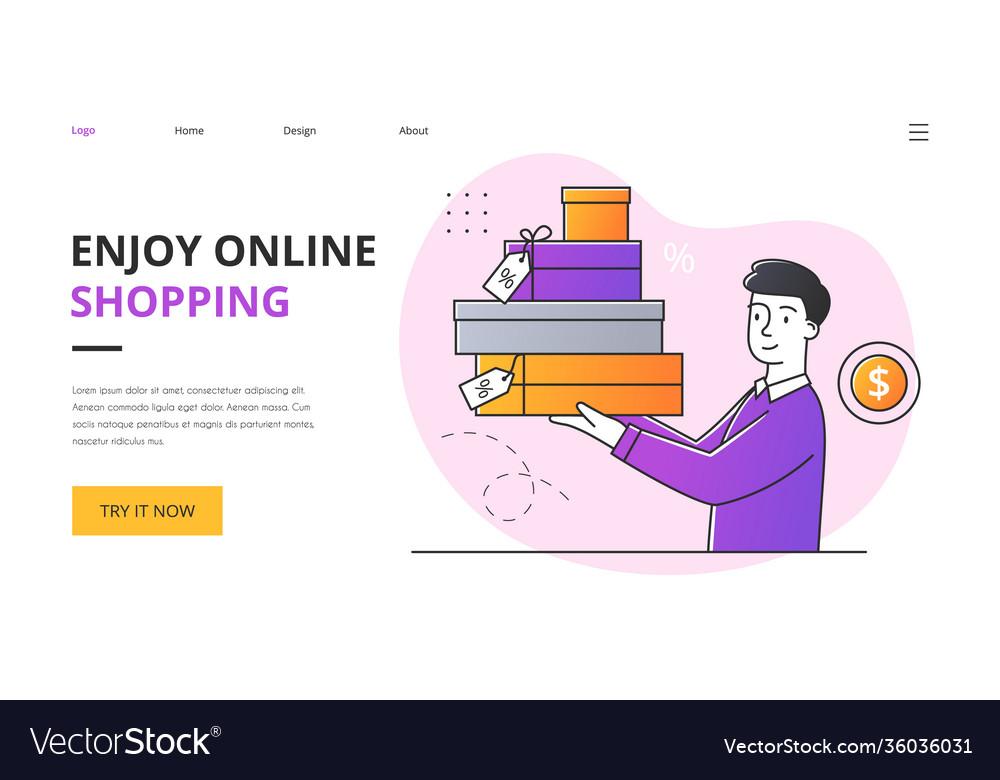Genießen Sie Online-Shopping Vector Image Genießen Sie Online-Shopping